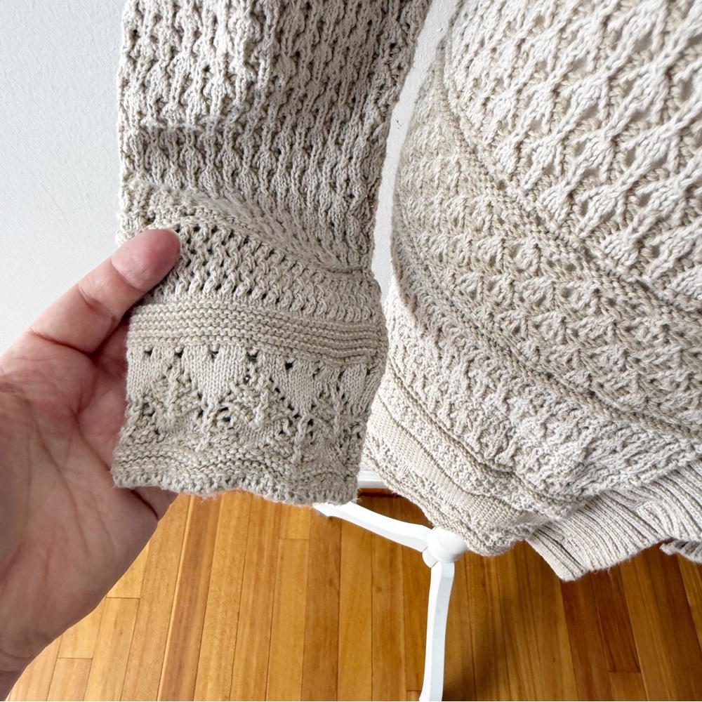 Eddie Bauer Women Cotton Open‎ Knit Cardigan Medium Crunchy Granola Timeless View 4